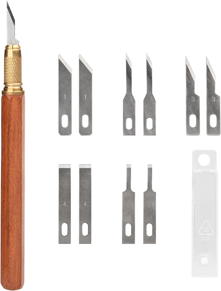 51lC8rGIimL._AC_SL1200_.jpg Craft Knife with Wooden Handle and SK5 Blades - Image 1