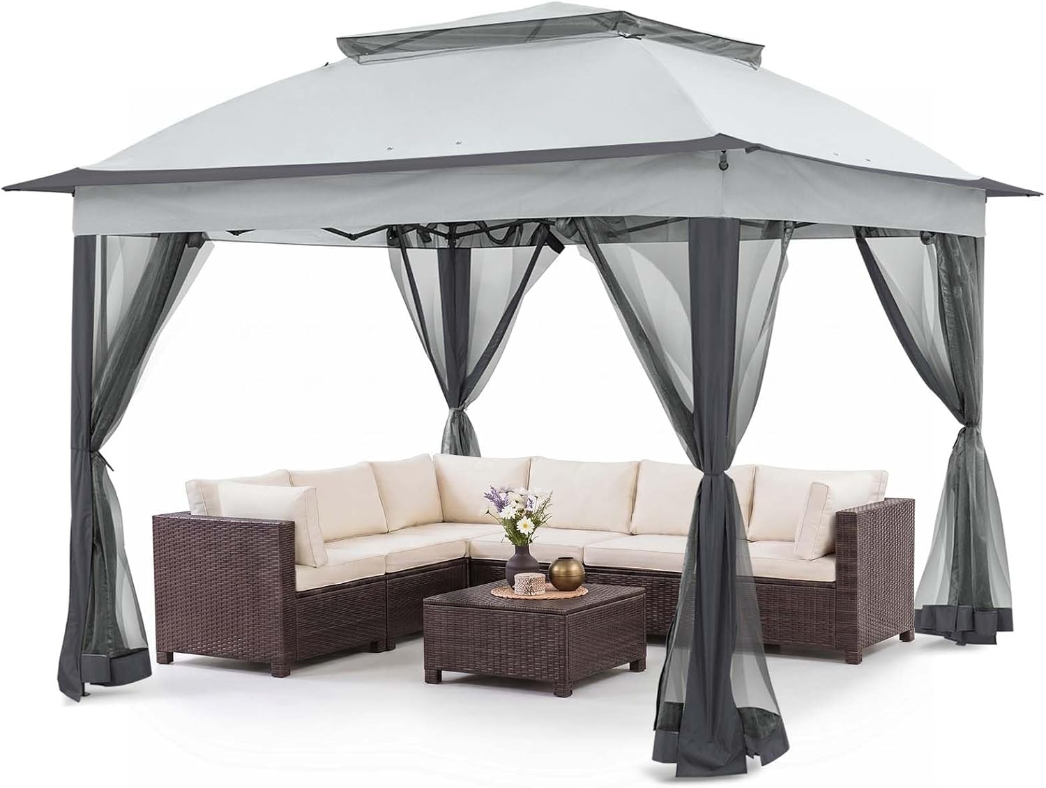 61nb3xb4nxL._AC_SL1500_.jpg 11x11 Pop Up Canopy with 4 Zippered Mesh Sidewalls - Image 1