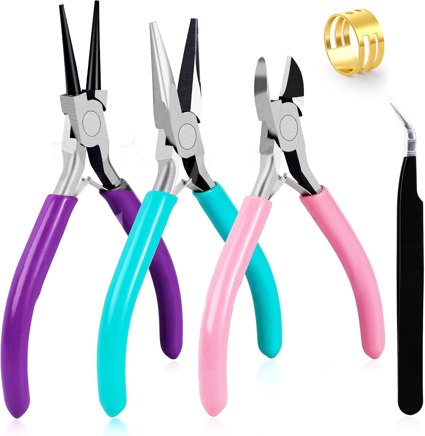 61v0V3VuawL._AC_SL1500_.jpg Jewelry Making Pliers Set with Needle Nose and Round Nose - Image 1
