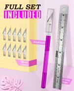 Craft Knife Set with Replacement Blades and Steel Ruler - Image 2